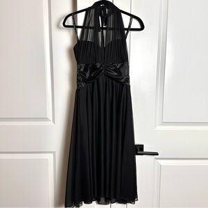 David’s Bridal: DBL Studio (XL) Flirty Black Halter Fit + Flare Dress - Chiffon